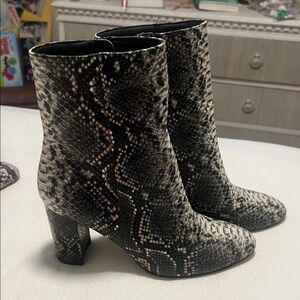Snakeskin Patterned Ankle Boots